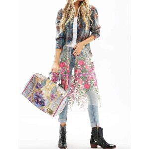 NEW Aratta‎ Silent Journey Womens Small Anastasia Maxi Duster Shirt Embroidered
